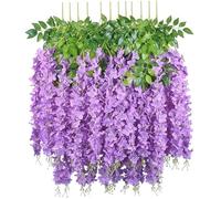Wisteria Hanging Silk Flowers 12pcs 3,77 pi Wisteria artificielle fleurs suspendues guirlande décorative fausse fleur suspendue Garland Garland Fleurs de soie réaliste décoration de fête pour la