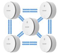 Wisualarm Détecteur de fumée Interconnectés(5pack) | batterie de 10 ans, interconnectés, conforme à la norme EN14604, détecteurs d'incendie pour la maison, détecteur télécommandé