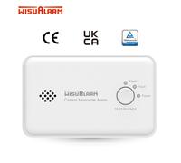 WISUALARM Détecteur de monoxyde de carbone, Alarme de monoxyde de carbone avec pile de 10 ans, Alarme CO avec bouton de test/silence, Détecteur de monoxyde de carbone conforme à la norme EN 50291