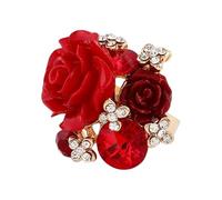 Wisylizv Bague De Promesse Rose Rouge - Bague De Déclaration Réglable Pour