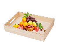 Wisylizv Coffee Table Tray | Scalloped Serving Tray Decor Organisateur | Support en bois avec poignées | Rustic Centerpiece Home Decorations For Farmhouse Bathroom Bedroom