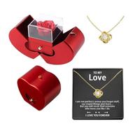 Wisylizv Collier avec roses - Collier en forme de cœur de roses pour toujours - Amour éternel | Pendentif éternel | Chaîne en platine avec cadeau, cadeau de Saint-Valentin intemporel pour maman