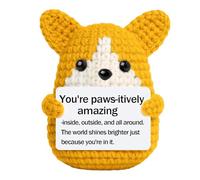 Wisylizv Crochet positif | Cute Stuffed Inspirational Puppy Doll | Crocheted Animals | For Mom Dad Pet Lover Women Sister Coworkers Daughter Son Friends