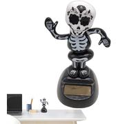 Wisylizv CSkull Solar Car Ornament - Car Dashboard Skull | Solar Powered Skeleton Ornament | Creative Swinging Head Ghost Doll, Bobble-Head Toy Interior Decoration