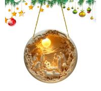 Wisylizv Décorations pour arbres de Noël 2025 - Suspension de Nativité en acrylique 2D avec naissance de Jésus | Noël religieux léger | Décoration pour la maison, cuisine, église.