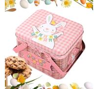 Wisylizv Easter Tin Carrying Basket - Boîte de rangement en forme de lapin rétro - Boîte de rangement en métal vintage pour anniversaires, mariages et fêtes