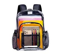 Wisylizv Large Clear Backpack - 0.5mm Extra Thick Transparent | Stadium Approved School Bag With Reinforced Straps | Professional Transparent Bookbag For University, Work & Travel