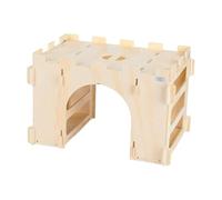 Wisylizv Maison de lapin pour cage | Habitat démontable pour petits animaux domestiques, maison château chinchilla avec mangeoire à foin en bois | pour Clôture de jardin pour Hérisson et Chinchilla