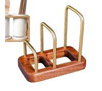 Wisylizv Solid Wood Cutting Board Rack Organizer - Kitchen Knife & Pot Lid Holder | Natural Wood Stainless Steel Base | Vertical Storage Rack For Cutting Boards Knives Lids