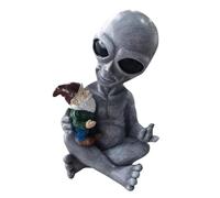 Wisylizv Statue de jardin extraterrestre méditant - Sculptures extraterrestres en résine | Statue en résine extraterrestre méditante pour terrasse | Pierre de jardin d'Andre' et Fritz