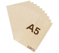 WISYOK 10pcs Contreplaqué 2mm, Planche Bois A5, Feuille de Bois Rectangulaire, Plaque Bois Brut, Bois Brut Non Finie, Panneau Feuille Découpe Laser pour Pyrogravure, Maquette, DIY - 21 * 15cm