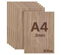 WISYOK 6pces Contreplaqué en Noyer, 3mm A4 Planche Bois, 30×21cm | Feuille de Bois Rectangulaire, Plaque Bois Brut, Non Finie, Panneau Feuille Découpe Laser pour Pyrogravure, Gravure, DIY
