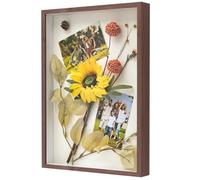 WISYOK Cadre photo 3D à remplir - Format A3 - Profondeur : 3 cm - Cadre profond pour mur, boîte à ombre pour photos, objets, bouquet de mariage, œuvres d'art DIY - 43,5 x 31 x 4,5 cm - Marron