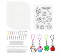 WISYOK Lot de films rétractables A5 - 4 motifs + 16 vierges - 0,3 mm - Peut | Papier rétractable pour travaux manuels, film rétractable transparent mat pour empreintes de main, porte-clés
