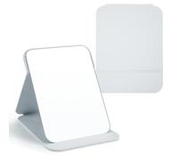 WISYOK Miroir Maquillage Pliable sur Pied - Coiffeuse Portable de Table pour Voyage - Cuir PU, Super HD, Réglage Multi-Angle - 16x12cm (Blanc)