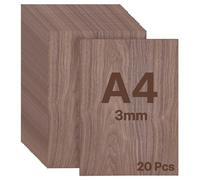 WISYOK Plaques de Contreplaqué Noyer 3 mm A4, Lot de 20 Feuilles Bois Découpées 300×210 mm, Panneaux Bois pour Loisirs Créatifs, Découpe Laser, Modélisme, Pyrogravure, CNC, Peinture