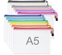 WISYOK Pochette Plastique Zippée A5, 12pcs Pochette Rangement, Pochette Document Zippée Étanche, PVC Transparentes Document Dossier pour Voyage, Bureau (12 Couleurs)