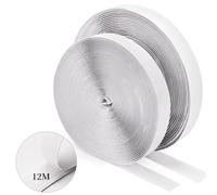 WISYOK Scratch Autocollant Double Face 12M, Adhésif Puissant, Bande Agrippantes Polyvalent, Hook Loop Rubans Pour Ménage, Bricolage Et l'Artisanat - Blanc