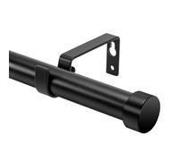 WISYOK Tringle à Rideaux Extensible, 45-114cm, Barre Rideau avec Couvercle et Supports, Tringle Rideau 25 mm de Diamètre, Fenêtre Décorative pour Chambre, Salon (Noir)