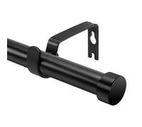 WISYOK Tringle à Rideaux Extensible, 45-305cm, Barre Rideau avec Couvercle et Supports, Tringle Rideau 25 mm de Diamètre, Fenêtre Décorative pour Chambre, Salon (Noir)