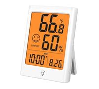 Wisyurt Hydrothermographe d'intérieur intelligent avec moniteur d'humidité, rétroéclairage, heure, alarme pour la maison, l'école