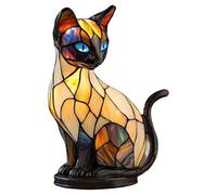 Wisyurt Lampe de Chevet LED en Forme de Chat en Verre Teinté, en Résine, Idéale pour Une Chambre à Coucher, Un Salon ou comme Décoration D'Intérieur.