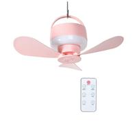 Wisyurt Ventilateurs de Plafond 2-en-1 avec Lumière LED, Ventilateur Portable Rechargeable à Batterie avec Télécommande pour, Voyage, Barbecue.