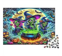 Witch and Moon 1000 Pièce Puzzle à Assembler Recyclable Paper Halloween Puzzle pour Adultes Cadeau Amusant & Activité pour Maison Super Idée de Cadeau pour Hommes 70x50cm/1000pcs