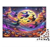 Witch and Moon Puzzle à Assembler 1000 Pièces Recycled Halloween Puzzles pour Enfants Jeu Parent-Enfant Props Developing Enfants‘s Intelligence Educational 38x26cm/1000pcs