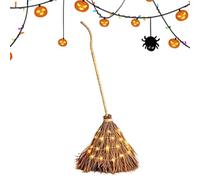 Witch Broom, Battery Operated LED Lights, Rustic Halloween Decor Accent