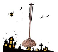 Witch Broom, Floating Witch, Animated Movement Spooky Effect Creepy Motion Realistic Texture Holiday Prop, Halloween Decorations for Indoor, Outdoor, Yard, Bedroom, Garden 39.37 inches