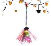 Witch Broom - LED Light Up Broom | Enhanced Halloween Decor & Parties | Lightweight Mesh With Built-in Lights | Perfect For Kids Witch Costumes, Themed Parties, And Indoor Outdoor Decor
