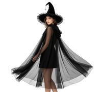 Witch Cape Set - Hat & Mesh Cape | Halloween Costume, Party Dress-Up