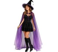 Witch Cape Set - Hat & Mesh Cape | Halloween Costume, Party Dress-Up