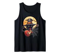 Witch Cat Playing Guitar Cat Halloween Cat Kitten Lover Kids Débardeur