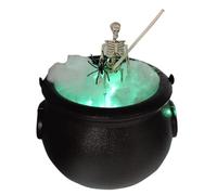 Witch Cauldron, Halloween Skeleton Decor, 7.87x6.3 inches Light-Up Black Bowl Prop, Spooky Decorative Centerpiece for Indoor Home Setup, Entryway, Porch, Yard, Kitchen, Party Table Display