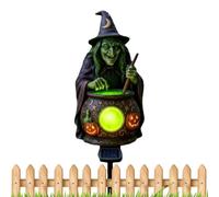 Witch Cauldron LED Light - Solar Garden Stake, Halloween Decor