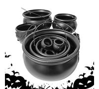 Witch Cauldron Pot, Halloween Candy Bucket, Decorative Kettle Container, Portable Mini Holder, Black Cauldron Set, 10-Piece Party Supply, Holiday Trick Treat Basket for Festival Decor