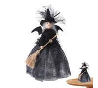 Witch Collectible Figure - Spider Web Skirt Flying Broom Halloween Ghost Festival Witch Doll Tree Top - Stuffed Animals, Halloween Witch Decor Tree Topper For Desktop Treetop Fireplace Halloween Decor