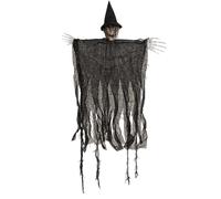 Witch Decor, Spooky Decor, Witch Silhouette Lighted Cauldron Animatronic Figure Floating Hats, Scary Ornaments for Bedroom Indoor Farmhouse Patio Porch Yard Haunted House 37.8x23.62inches