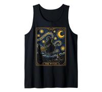 Witch Flying Tarot Carte Halloween Nuit étoilée Fille Femme Débardeur