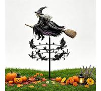 Witch Garden Wind Spinner, Wind Spinners for Garden on Stake (1PC) | Witch Windmill Stake, with Flying Witch & Bat, Gothic Yard Art Windspinners for Outdoor Lawn Patio Pathway