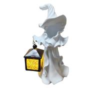 Witch Ghost Statue with Lantern, Halloween LED Ghost Statue Decoration, Horrifying Hell Messenger, Suitable for Home and Office(White,A)