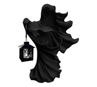 Witch Ghost Statue with Lantern, Halloween LED Ghost Statue Decoration, Horrifying Hell Messenger, Suitable for Home and Office(Black,B)