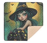 Witch GILR and Black Cat Grand tapis de jeu élégant pour bébé pour intérieur et extérieur lavable pour bébés, enfants, tout-petits, nourrissons, 127 x 127 cm