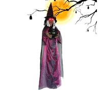 Witch Halloween Glows - Décoration Animée Curieuse, Ornement Suspendu Effrayant, Accent De Maison Hantée Effrayante, Accessoire Saisonnier Lumineux | Pour Jardin De Cour Fête Intérieure Huit