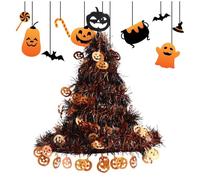Witch Hat - Tinsel Pumpkin Skull Decoration, Halloween Hanging Display
