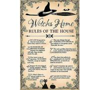 Witch Home Rules Of The House Witch Rules Halloween Witch Rules Halloween Witch Witch Halloween Witch Look Vintage Reproduction Plaque en métal Plaque en métal Vintage 20,3 x 30,5 cm