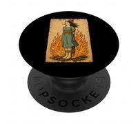 Witch Lighting Cigarette with Flames Occult Unholy Funny PopSockets PopGrip Adhésif
