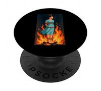 Witch Lighting Cigarette with Flames Occult Unholy Funny PopSockets PopGrip Adhésif